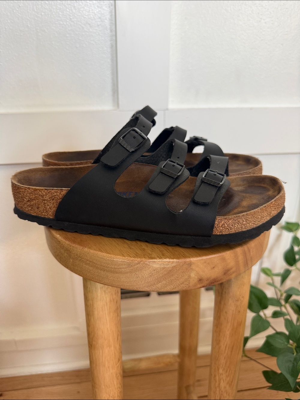 Birkenstock Black Triple-Buckle Cork Footbed Sandals - Picture 2 of 3